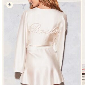 FLEUR DU MAL SILK BRIDAL ANGEL SLEEVE ROBE WITH PEARL BEADING - S/M